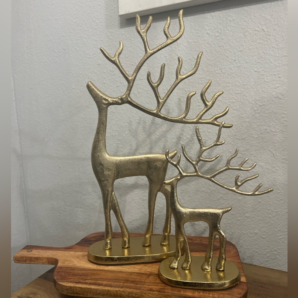 Gold Metal Reindeer set Christmas decorations decor